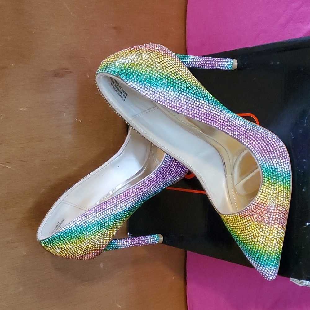 Womens Multi-color Blinged Out Rhinestone Heels